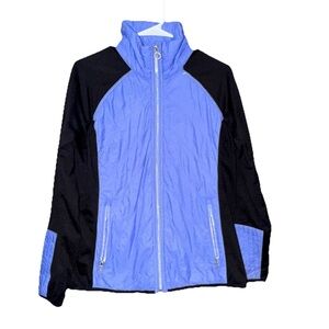 Calvin Klein Performance Womens Full Zip Light Puffer Blue Black Jacket L